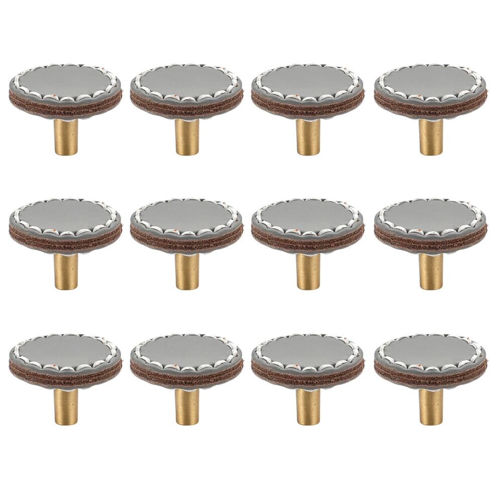 Leather Drawer Pulls 12 Pack, Durable Fullgrain Soft Leather Cabinet Knobs, Rustresistant Brass Hardware 9771547055372