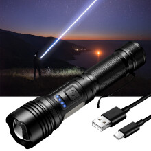 Rechargeable LED Flashlight 5000 Lumens Zoomable Tactical Torch with COB Work Light Magnetic Tail Waterproof Aluminum for Camping