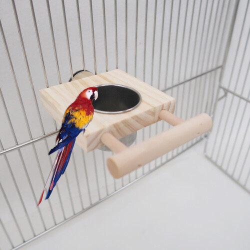 Bird feeding cup with platform and perch for parrots 2