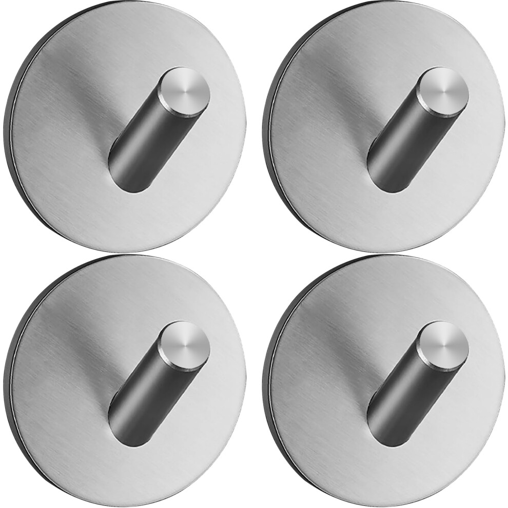 Self Adhesive Towel Hooks 4 Pack Silver Rustproof Stainless Steel Wall Hooks No Drill Heavy Duty For Bathroom And Kitchen 9771547055570