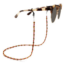 Wood Bead Eyeglass Chain with Adjustable Silicone Loops, Vintage Glasses Strap Lanyard for Men Women