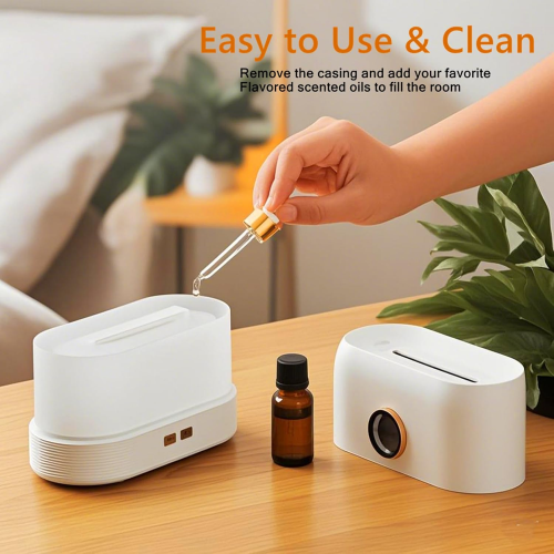 （Black）Aroma Diffuser Compatible with Essential Oils Color Changing Flame Air Humidifier Compatible with Home Office 1