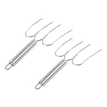 2Pcs Stainless Steel Turkey Lifting Forks Heavy Duty BBQ Tools with Secure DualProng Grip for Roasting