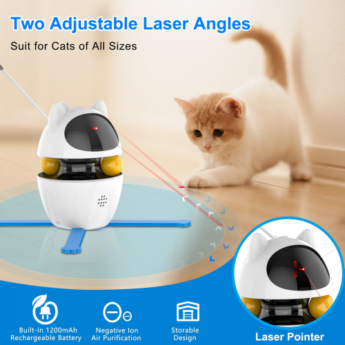 Automatic Cat Toy Interactive for Indoor, 3 in 1 Cat Interactive Laser Feather Toys Breed 2