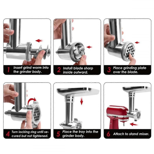 conjunto compatível com o acessório moedor de carne KitchenAid e com batedeiras de pedestal. 2
