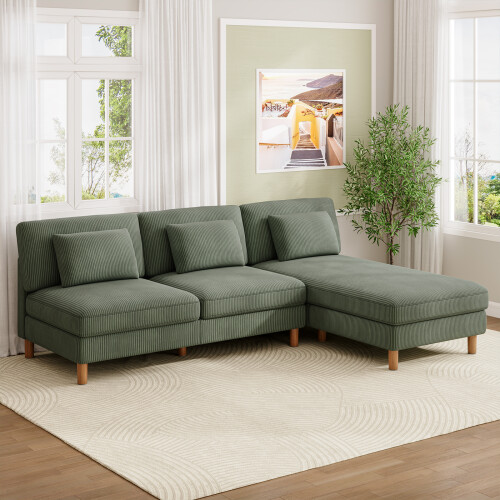 Dripex Corduroy Seater Sofa with Reversible Chaise Lounge 2