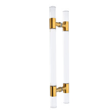 Round Glass Shower Door Handle Acrylic Transparent Crystal Push Pull Design with Mounting Fittings 39.3In