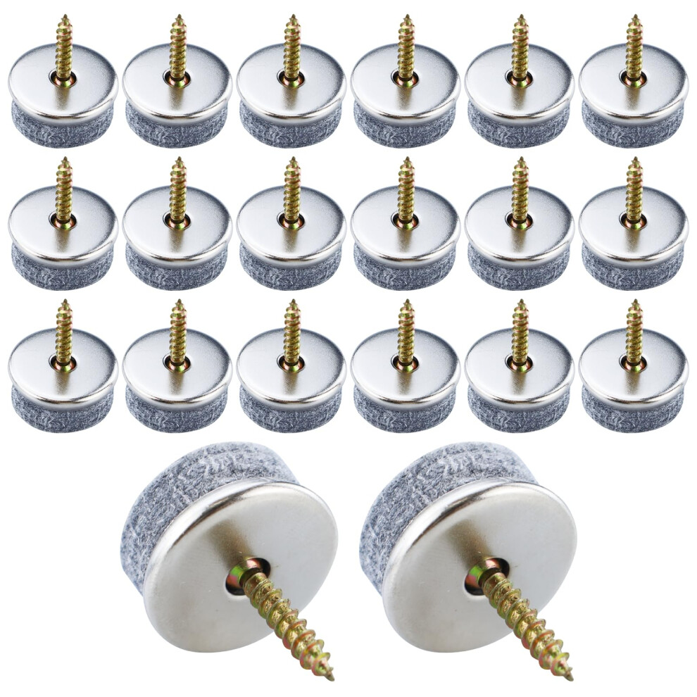 Pack Of 52 Chair Leg Floor Protectors, 22Mm Screw On Felt Furniture Pads With Durable Metal Base For Hardwood Floors 9351714682183