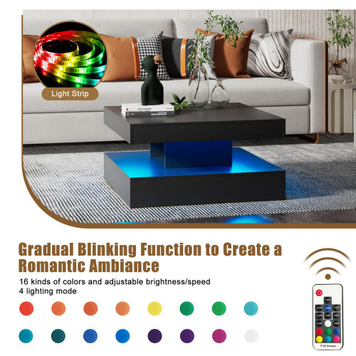 Black Square Coffee Table for Living Room 2