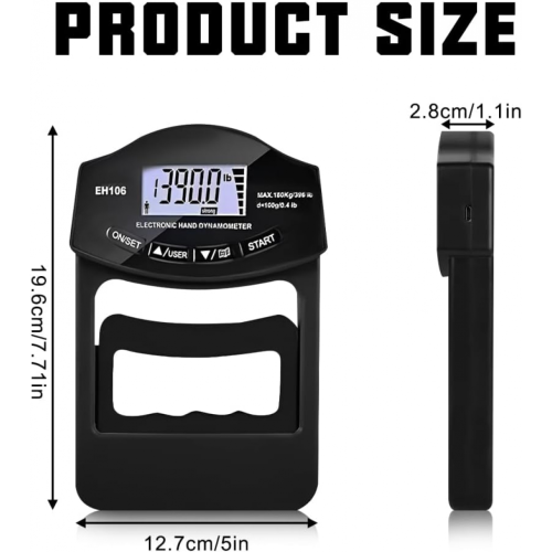 Grip Strength Tester, 396Lbs/180Kg Digital Hand Grip Strength Meter 1