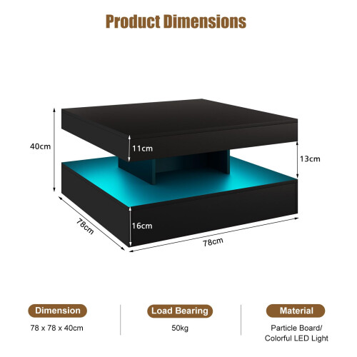 Black Square Coffee Table for Living Room 1