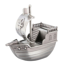 Metal Piggy Bank Retro Pirate Money Box Gift for Kids, Compact Metallic Design 12.8x6.5x13.5 cm