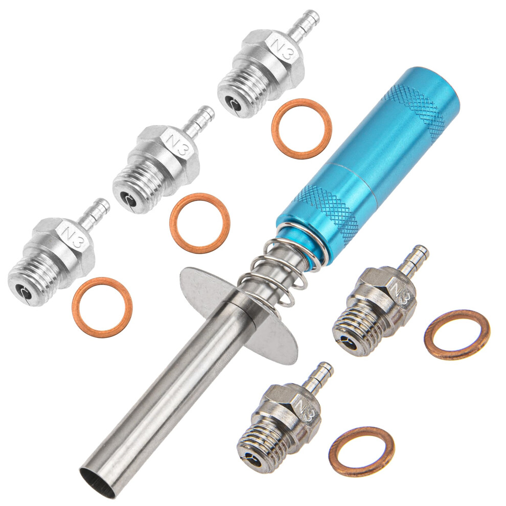 2Pcs N3 Medium Hot Rc Glow Plug Set And Nitro Engine Starter Kit For 1/10 1/8 Cars Trucks Buggies 9771547057550