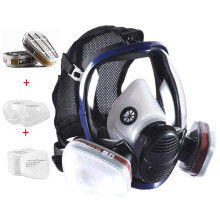 Full Face Respirator Mask with 2 Filters, Silicone Comfort Fit and Wide View Lens for Painting and Dust