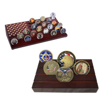 6 Row American Flag Challenge Coin Display Stand with Secure Slot Design and GiftReady Presentation