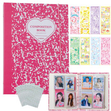 A5 Kpop Photocard Binder Album with 200 Pockets and 50 Holographic Sleeves Rose Heart Holder Book