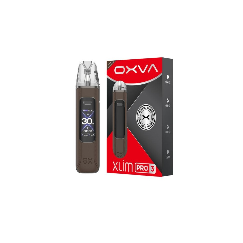 Oxva - Xlim Pro 3 Pod Vape Kit - Brown Leather