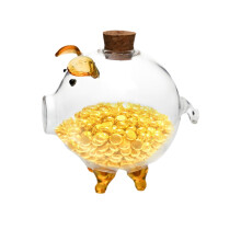 Gold Piggy Bank for Kids Transparent Pig Coin Bank with Lid Cute Pig Shape Saving Box Decor