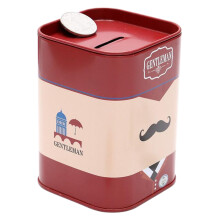 Kids Piggy Bank Cartoon Gentleman Tin Coin Bank with Openable Lid Durable Tinplate Money Saving Box for Boys and Girls