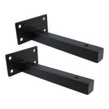 2Pcs 6 Inch Heavy Duty Floating Shelf Brackets, Black Metal Wall Mounted L Brackets for Kitchen Bathroom Bedroom