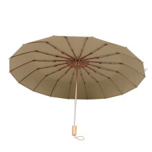 Compact Travel Umbrella with Wooden Handle, UPF 50+ UV Protection, Windproof Folding Sun Parasol