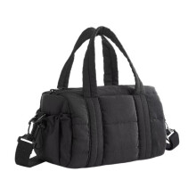 Women Gym Bag Small Duffle Bag with Detachable Strap Water Resistant Compact Travel Tote Black