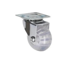 Pack of 4 3 Inch Transparent PU Furniture Caster Wheels with Brake, 360 Smooth Swivel for Cabinets