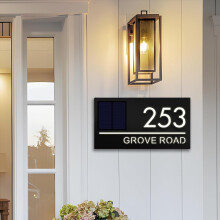 Solar House Number Sign with LED Lighting,  Acrylic Address Plaque for Outdoor Home