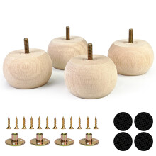 2 Inch Wood Furniture Legs Set of 4, Unfinished Solid Wood Sofa Legs with Hardware for Couch Chair