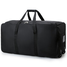 Black Large Capacity Foldable Oxford Cloth Travel Bag with Smooth Rolling Wheels for Moving and Storage