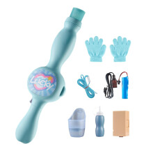 Electric Fog Bubble Machine Toy for Kids with Colorful LED Lights, Blue Bubble Wand for Party