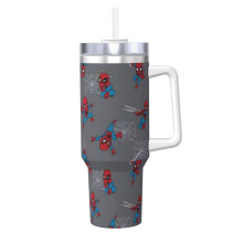 Pahar personalizat Stitch, 40 oz, cu mâner și pai - oțel inoxidabil