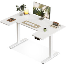 OffiGo Electric Standing Desk, 120cm U Shaped Height Adjustable Desk with 3 Memory Smart Panels