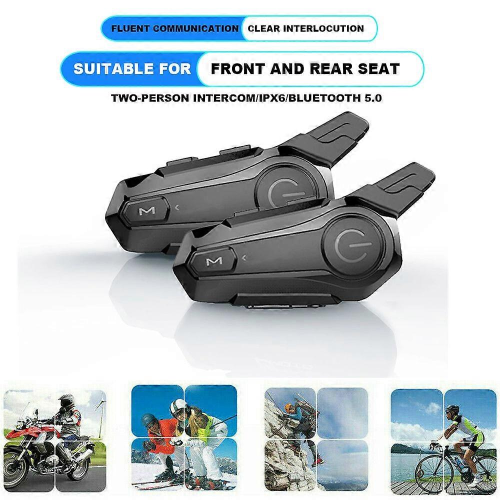 2Pcs Bluetooth Intercom Motorcycle Full Helmet Bluetooth Headset Compatible with 2 Rider Intercomunicador Wirel 1