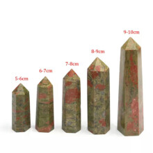 RSAMD Naturlig Unakite Obelisk Tårn Kvarts Krystal Punkt Reiki Sten