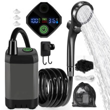 [Modello a schermo intero, 6000 mA, grigio, autonomia della batteria di 130 minuti] Soffione doccia con manopola, doccia portatile da e