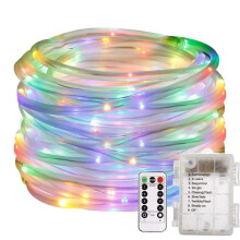 Batteridrevne LED-slyngelys 7,5 m 50 LED flerfarvet fjernbetjening