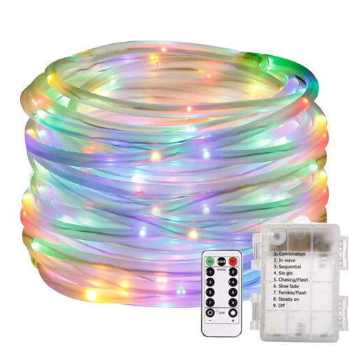 Battery Operated LED Rope Lights 23ft 50LED Multi-Colored Remote