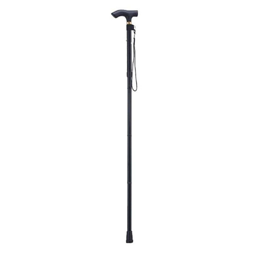 Folding Walking Cane with Ergonomic Handle, Adjustable Height, Quad Base, Non‑Slip Tip, Black