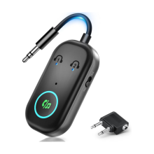 Nuevo transmisor y receptor Bluetooth 5.3 2026, adaptador Bluetooth para avión 2 en 1 compatible con 2 AirPods o auriculares inalámbricos