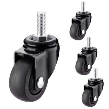1 Inch M6x15 Threaded Stem Swivel Caster Wheels Set of 4, TPE Rubber, 360 Quiet Rotation for Furniture