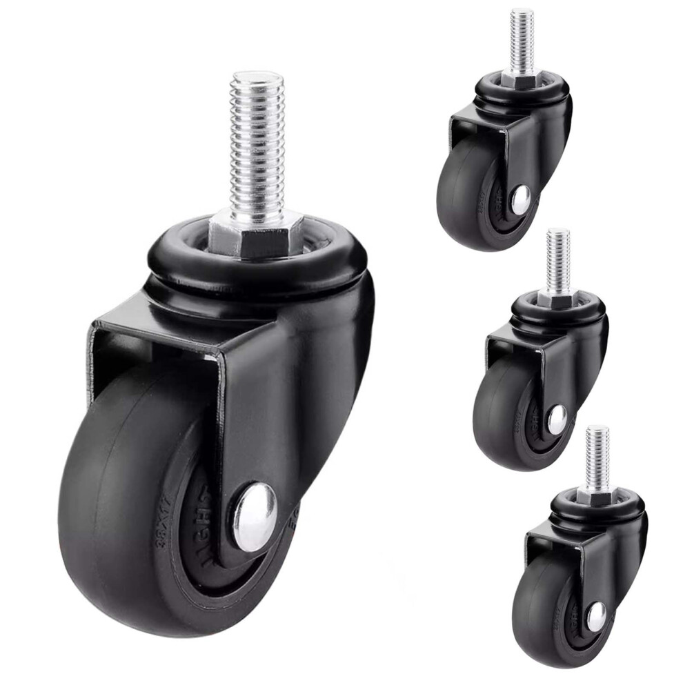 1 Inch M6x15 Threaded Stem Swivel Caster Wheels Set Of 4, Tpe Rubber, 360 Quiet Rotation For Furniture 9771547058908
