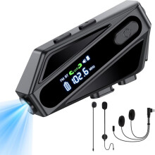 Auriculares Bluetooth para casco de motocicleta, altavoces para casco C6 con 2 tipos de micrófonos, intercomunicador/llamadas manos libres