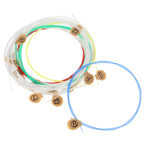 15pcs Lyre Harp Replacement Strings Set with Rich Resonance Sound and Stable Tuning Performance