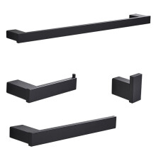 Matte Black 4 Piece Bathroom Hardware Set RustResistant SUS304 Wall Mounted Towel Bar and Hook Kit
