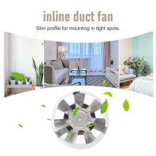 220V Inline Duct Fan Booster Exhaust Blower Air Cooling Vent White - 4 Inch
