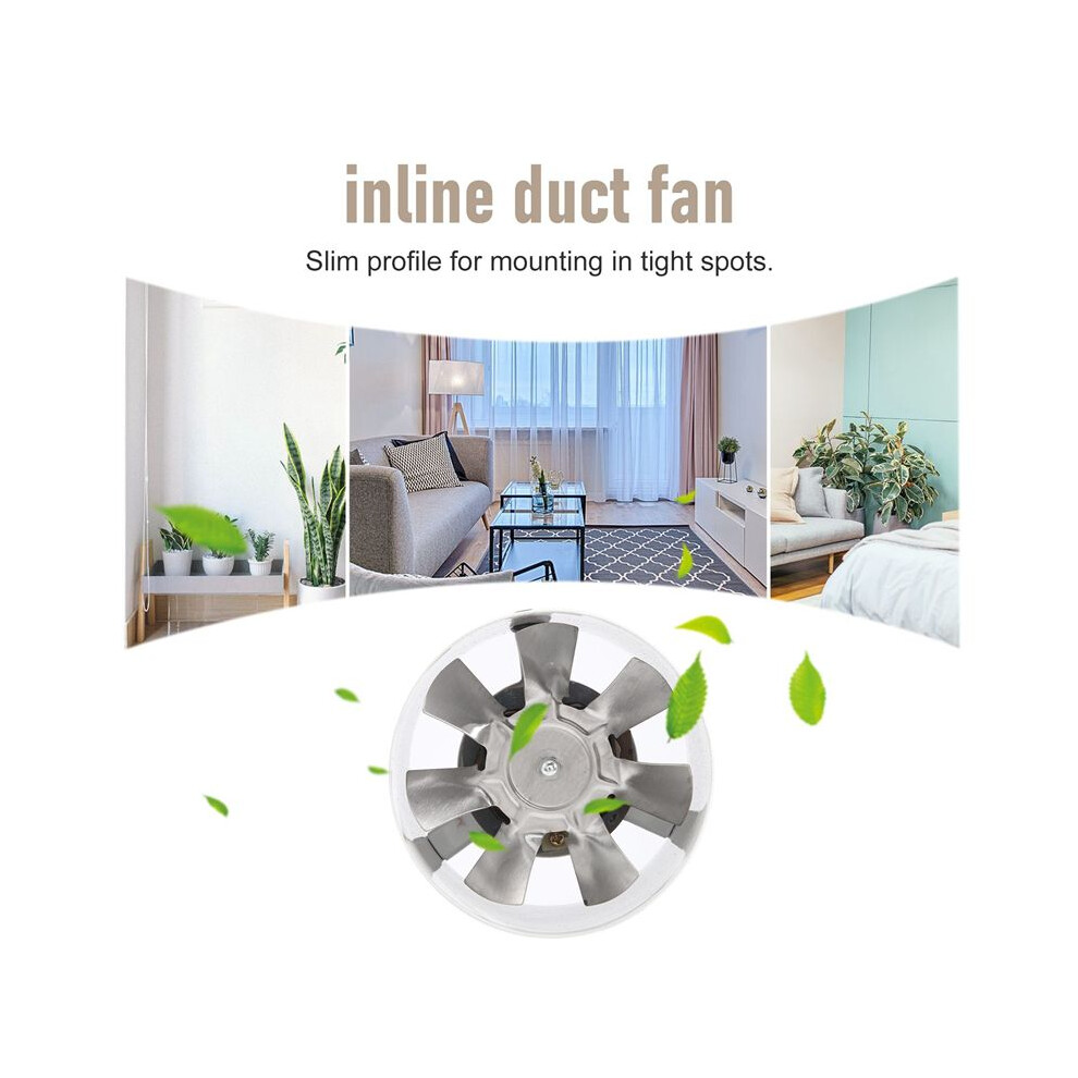 220V Inline Duct Fan Booster Exhaust Blower Air Cooling Vent White - 4 Inch 4714149359504