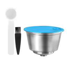 Wiederverwendbare Kapsel für Dolce-Gusto, Rostfreier Stahl Kaffee Filter für Nescafe / Dolce-Gusto Set (mit LöFfel und Pinsel)