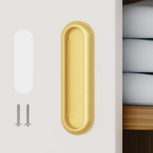 Self Adhesive Drawer Pulls 4 Inch Gold Cabinet Handles No Drill Aluminum Alloy for Glass Doors and Cabinets