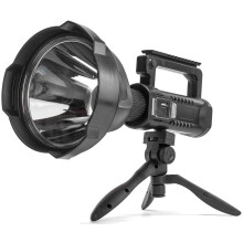 10000 Lumens Rechargeable LED Spotlight Flashlight Ultra Bright Long Range Waterproof Outdoor Searchlight with USB Power Bank (Black)
